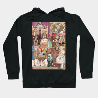 Vintage Alice's Adventures in Wonderland Trial Scene with the Queen of Hearts Hoodie